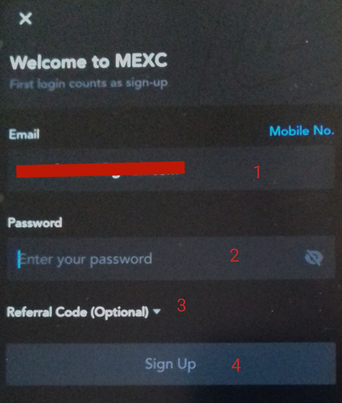 ساخت حساب کاربری در صرافی MEXC